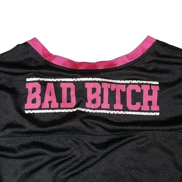 Hustler Jersey Top Womens XL Punk Hot Pink Black Mesh T Shirt Sexy Bad B*tch Y2k - Picture 4 of 7